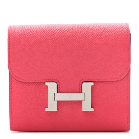 HERMES Epsom Constance Short Wallet Rose Extreme